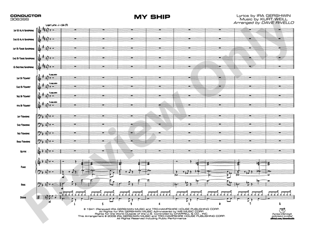 My Ship - Jazz Ensemble Conductor Score & Parts (Digital Download)