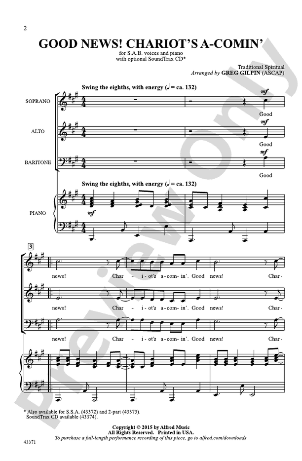 Good News! Chariot's A-Comin' – SAB Choral Octavo (Digital Download)
