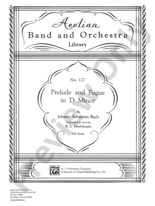 Prelude and Fugue in D minor - Concert Band Conductor Score & Parts (Digital Download)