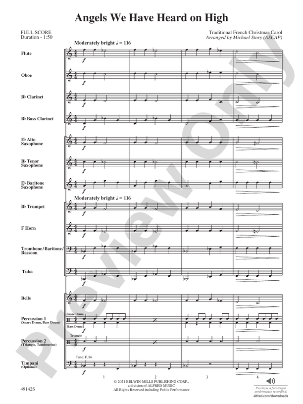 Angels We Have Heard on High (Grade 0.5) - Concert Band Conductor Score & Parts (Digital Download)