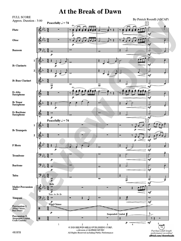 At the Break of Dawn - Concert Band Conductor Score & Parts (Digital Download)