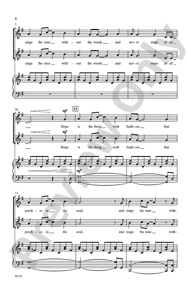 Hope Is the Thing with Feathers - 2 Part Treble Choral Octavo (Digital Download)