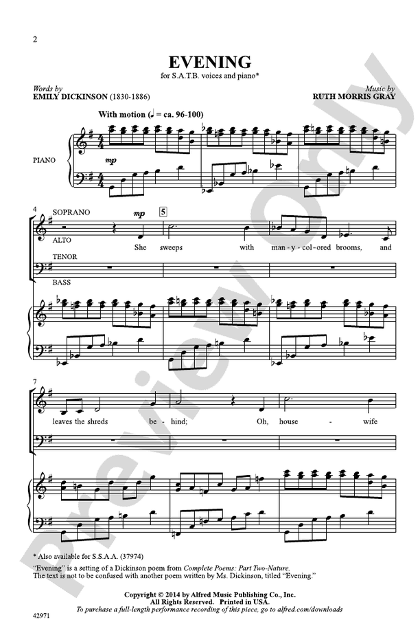 Evening – SATB Choral Octavo (Digital Download)