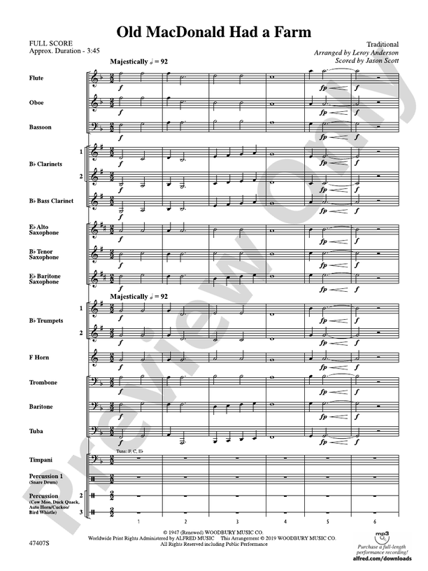Old MacDonald Had a Farm - Concert Band Conductor Score & Parts (Digital Download)