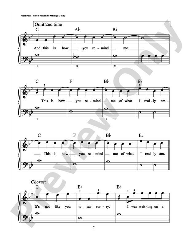 How You Remind Me - Arr. Richard Bradley (DSM-PS-0005160) - Easy Piano (Digital Download)