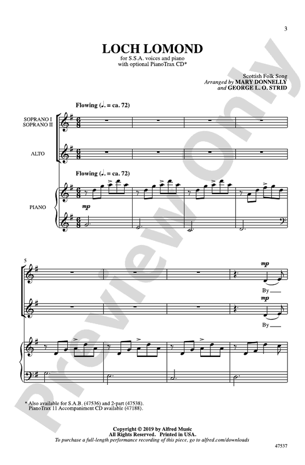Loch Lomond – SSA Choral Octavo (Digital Download)