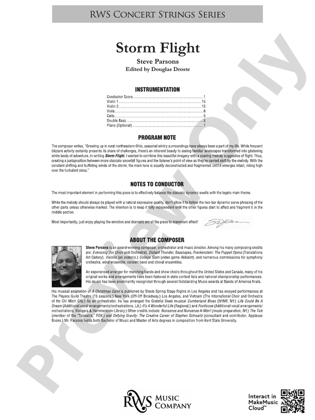 Storm Flight - String Orchestra Conductor Score & Parts (Digital Download)