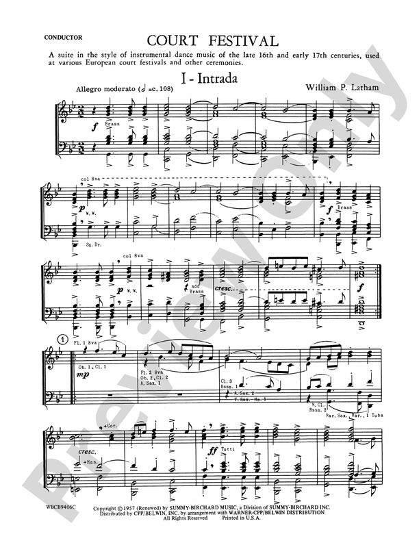 Court Festival (Suite for Concert Band) - Concert Band Conductor Score & Parts (Digital Download)