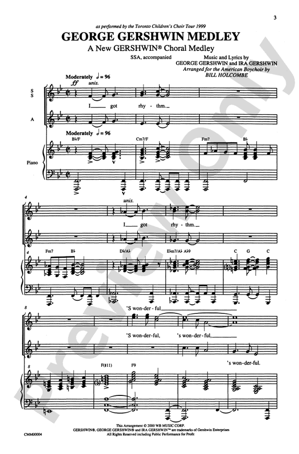 George Gershwin Medley – SSA Choral Octavo (Digital Download)