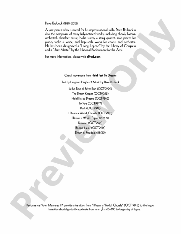 I Dream a World: Fugue - SATB Choral Octavo (Digital Download)