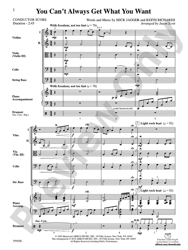 You Can't Always Get What You Want – String Orchestra Conductor Score & Parts (Digital Download)