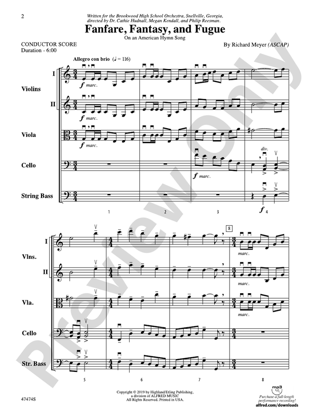 Fanfare, Fantasy, and Fugue - String Orchestra Conductor Score & Parts (Digital Download)