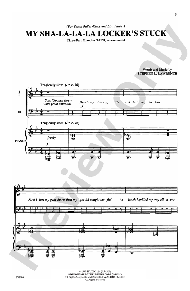 My Sha-la-la-la Locker's Stuck – 3-Part Mixed or SATB Choral Octavo (Digital Download)