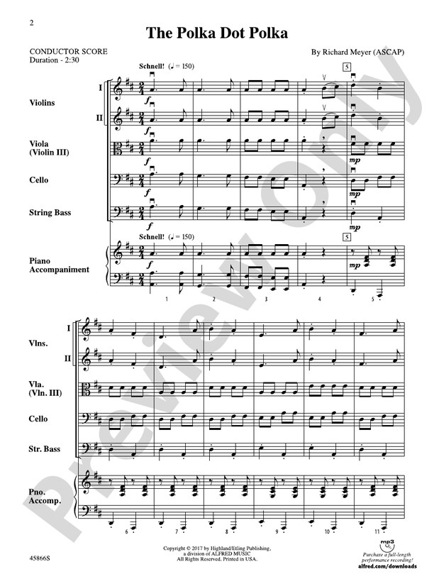 The Polka Dot Polka - String Orchestra Conductor Score & Parts (Digital Download)