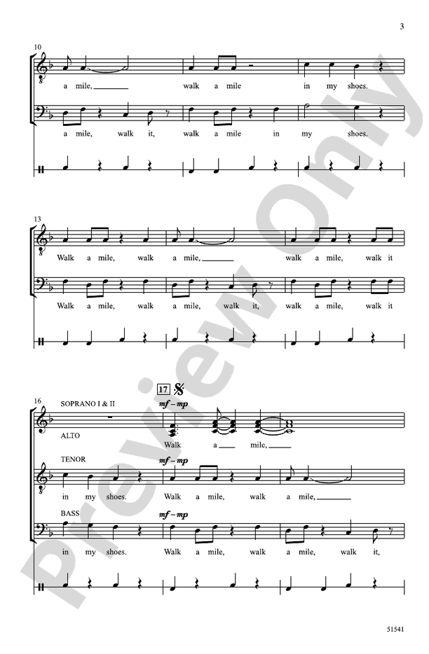 Walk a Mile in My Shoes - SSATB Choral Octavo (Digital Download)
