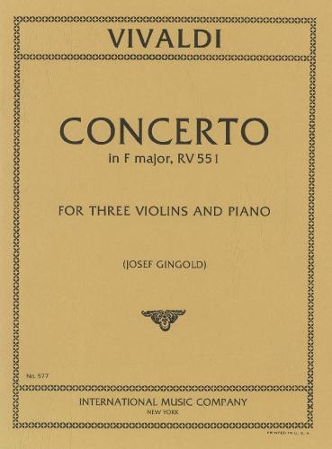 Vivaldi - Concerto in Fmaj RV551 - 3 Violins/Piano Accompaniment IMC IMC0577