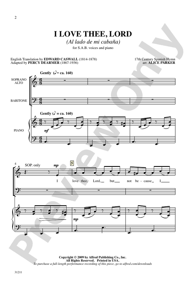 I Love Thee, Lord - SAB Choral Octavo (Digital Download)