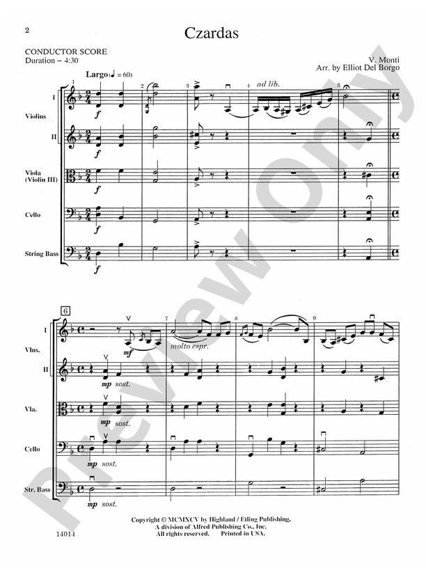 Czardas – String Orchestra Conductor Score & Parts (Digital Download)