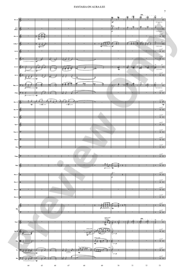 Fantasia on Aura Lee – Full Orchestra Conductor Score & Parts (Digital Download)