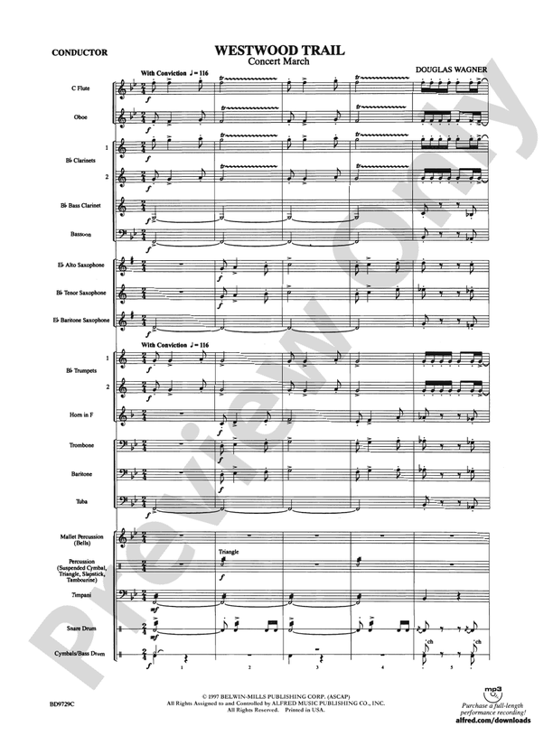 Westwood Trail - Concert Band Conductor Score & Parts (Digital Download)