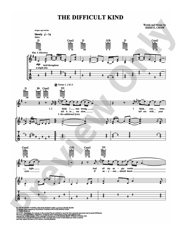 The Difficult Kind - Guitar TAB (Digital Download)