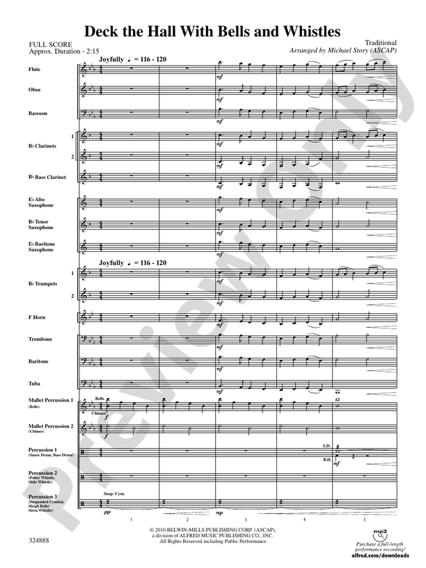 Deck the Hall with Bells and Whistles - Concert Band Conductor Score & Parts (Digital Download)
