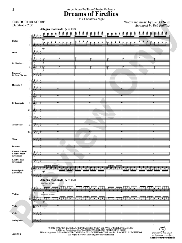 Dreams of Fireflies (On a Christmas Night) – Full Orchestra Conductor Score & Parts (Digital Download)