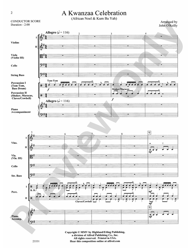 A Kwanzaa Celebration – String Orchestra Conductor Score & Parts (Digital Download)