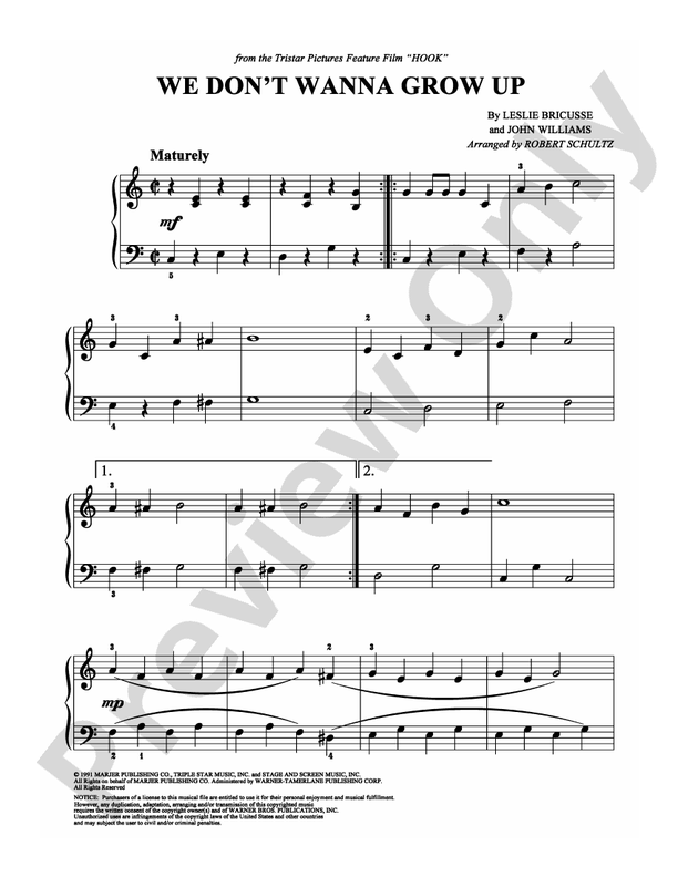 We Don't Wanna Grow Up - Arr. Robert Schultz (DSM-PS-0002982) - Easy Piano (Digital Download)