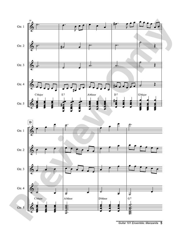 Alfred's Guitar 101, Ensemble: Manzanita - Guitar Ensemble (Digital Download)
