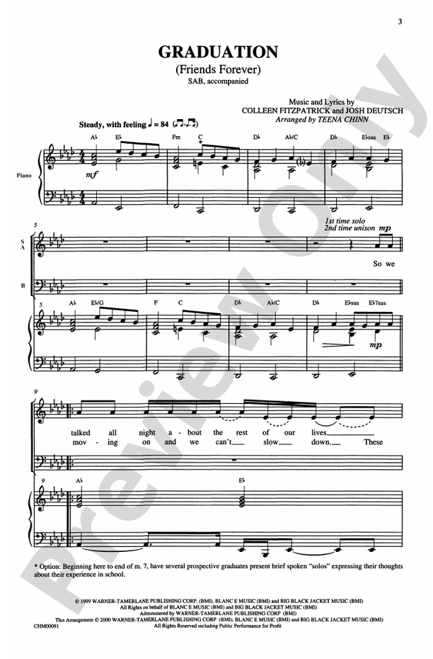 Graduation (Friends Forever) – SAB Choral Octavo (Digital Download)