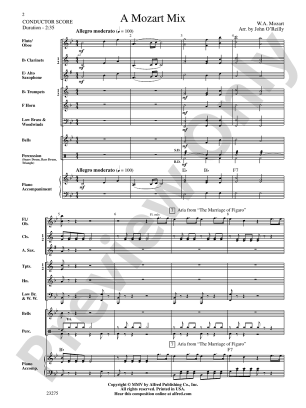 A Mozart Mix - Concert Band Conductor Score & Parts (Digital Download)