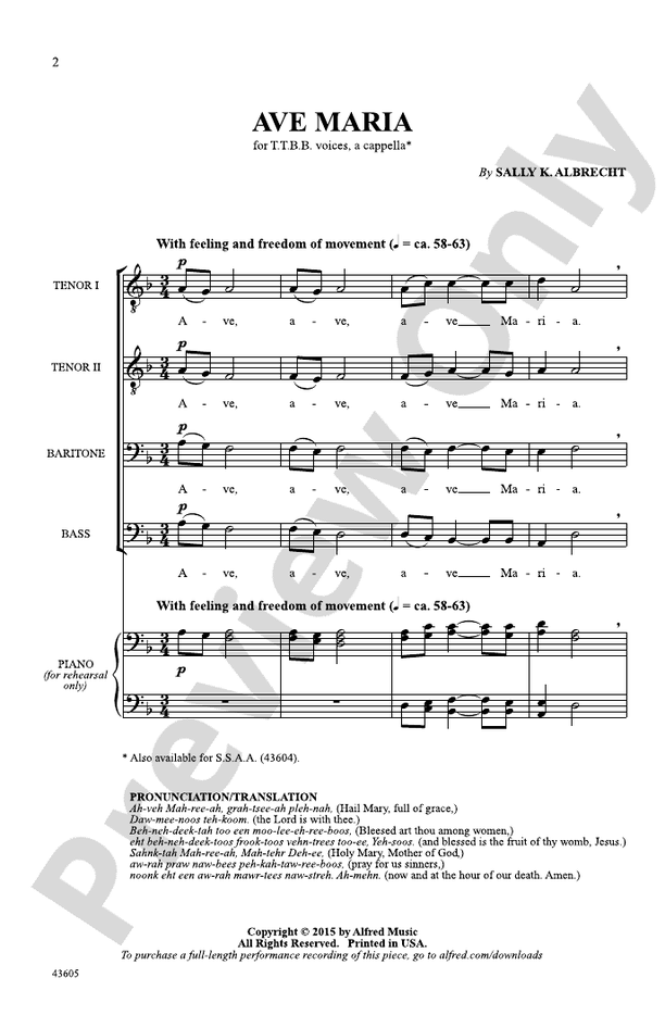 Ave Maria – TTBB Choral Octavo (Digital Download)