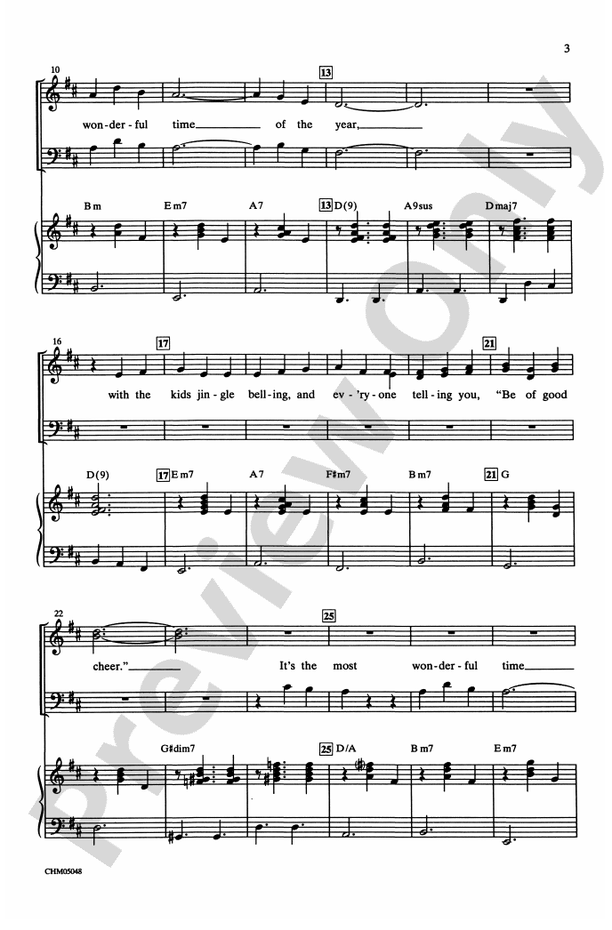 It's the Most Wonderful Time of the Year - Arr. Alan Billingsley – 3-Part Mixed Choral Octavo (Digital Download)