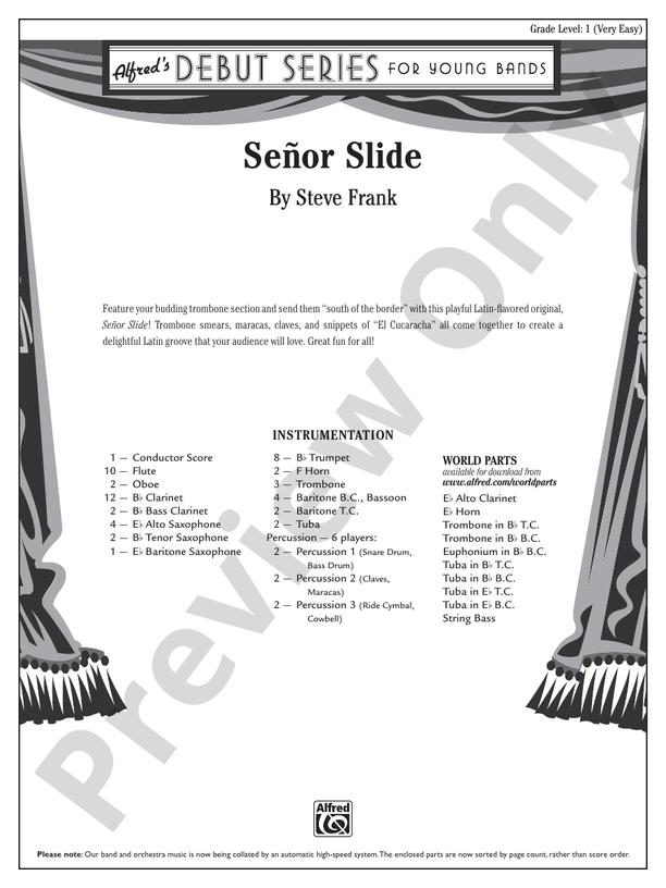 Senor Slide - Concert Band Conductor Score & Parts (Digital Download)