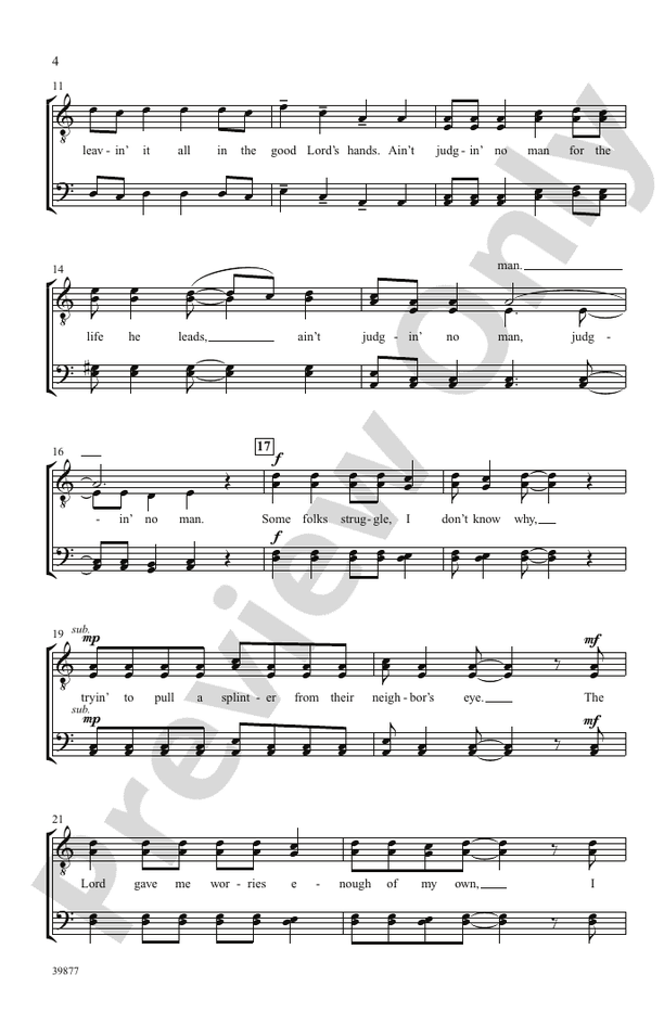 Ain't Judgin' No Man - TTBB, a cappella Choral Octavo (Digital Download)