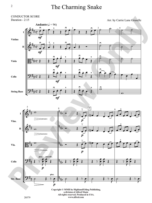 The Charming Snake – String Orchestra Conductor Score & Parts (Digital Download)