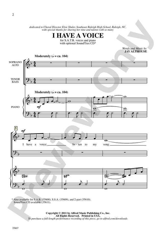 I Have a Voice – SATB Choral Octavo (Digital Download)