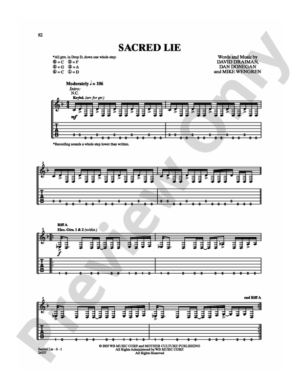 Sacred Lie - Guitar TAB (Digital Download)