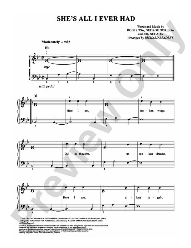 She's All I Ever Had - Arr. Richard Bradley (DSM-PS-0006364) - Easy Piano (Digital Download)