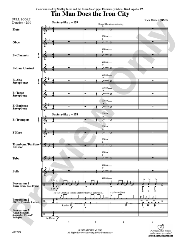 Tin Man Does the Iron City - Concert Band Conductor Score & Parts (Digital Download)