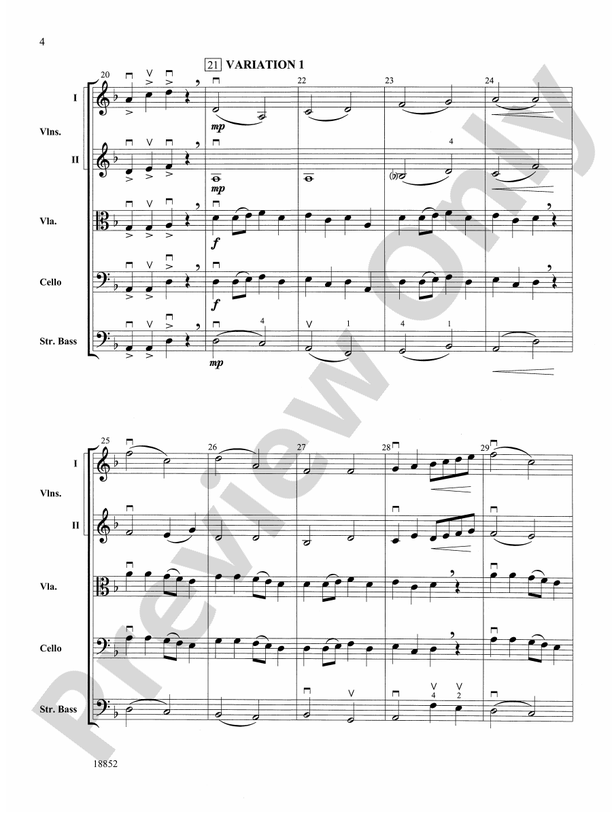 Hickory Variations – String Orchestra Conductor Score & Parts (Digital Download)