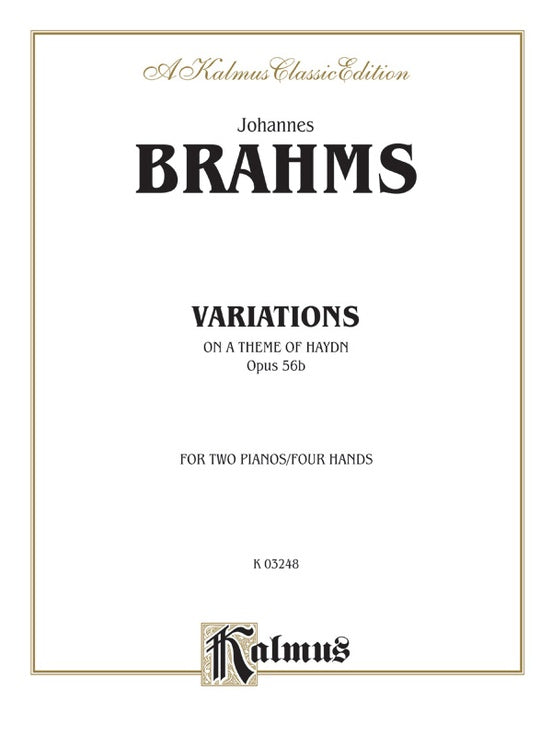 Brahms - Variations on a Theme of Haydn, Op. 56B (Original) - 2 Piano, 4 Hands (Digital Download)