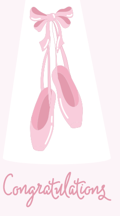 Gift Card Congratulations Pink Ballet Shoes