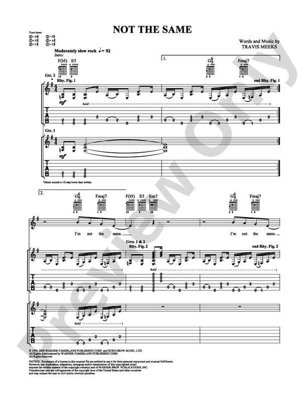 Not The Same - Guitar TAB (Digital Download)
