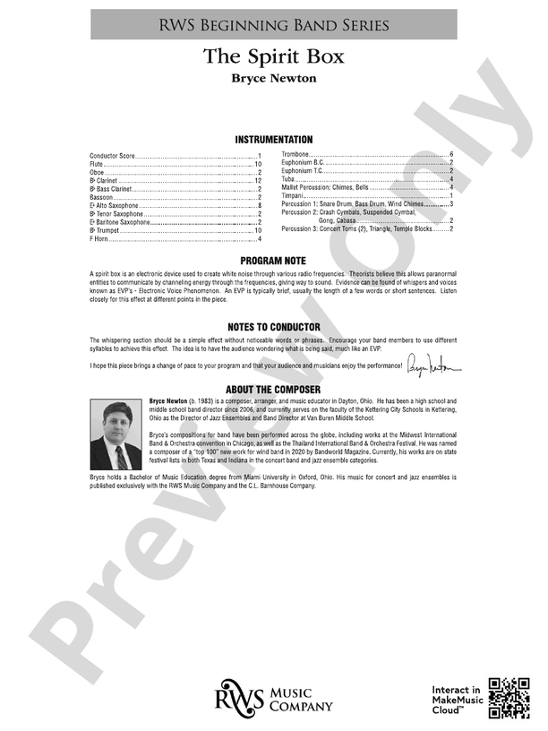 The Spirit Box - Concert Band Conductor Score & Parts (Digital Download)
