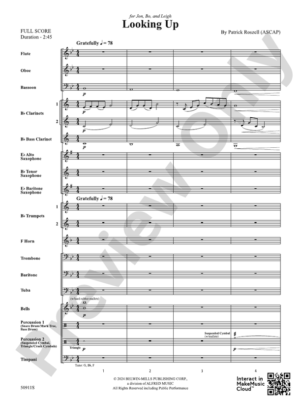 Looking Up – Concert Band Conductor Score & Parts (Digital Download)