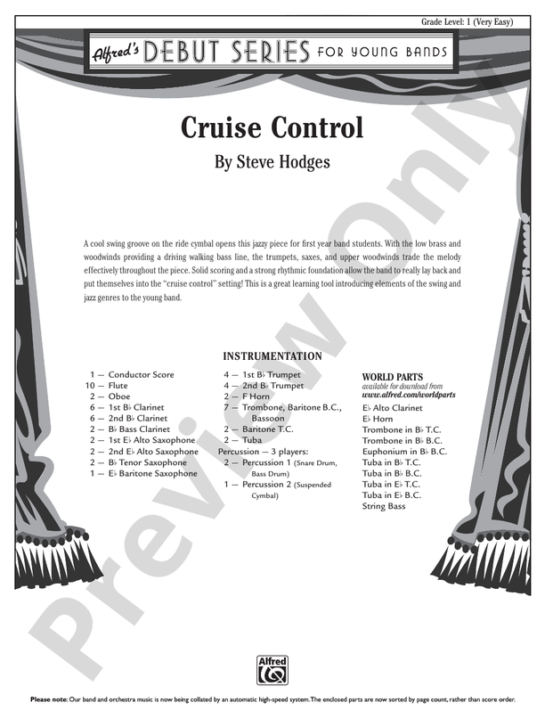 Cruise Control - Concert Band Conductor Score & Parts (Digital Download)