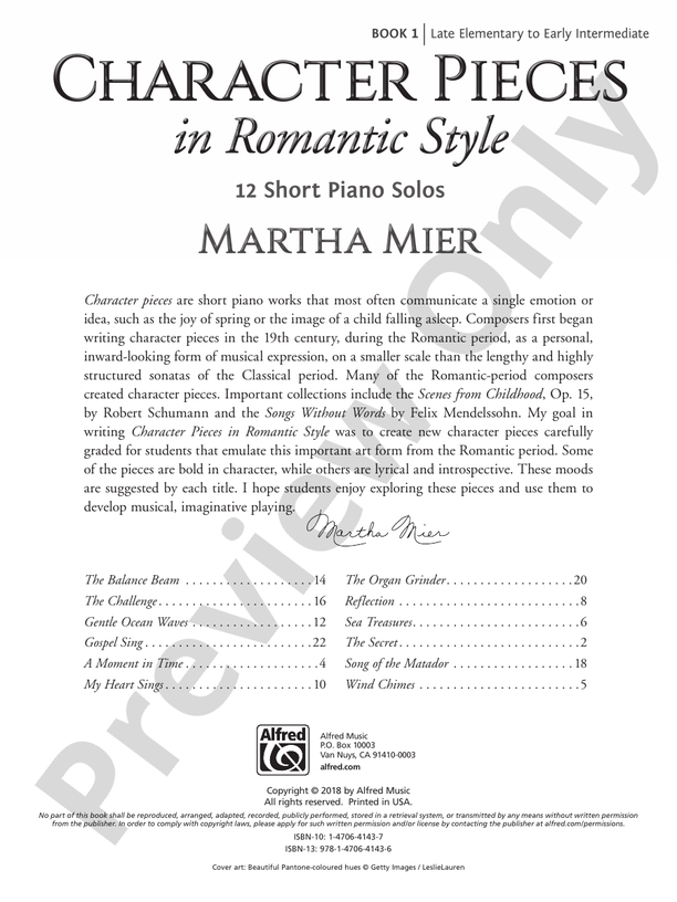 Character Pieces in Romantic Style, Book 1 - Piano (Digital Download)