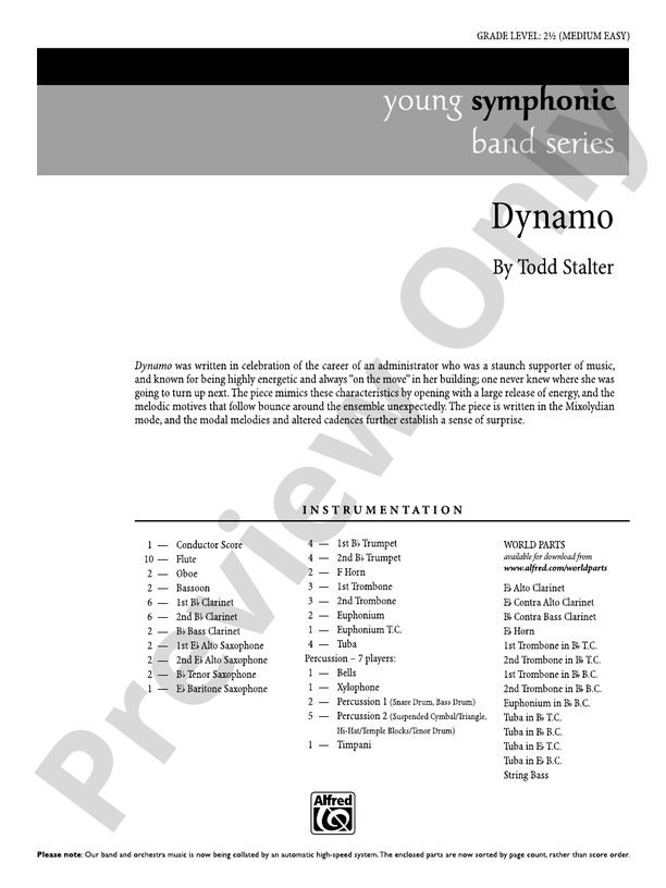 Dynamo - Concert Band Conductor Score & Parts (Digital Download)